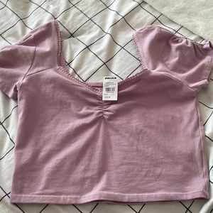 Sky brand Tillys purple poof sleeve ruched top